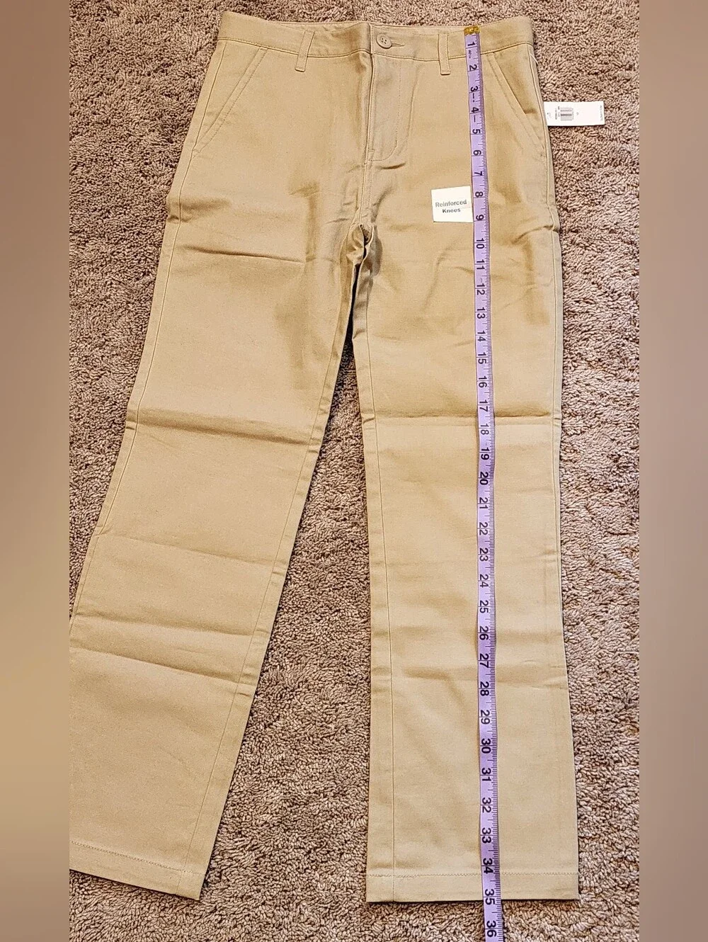 New Old Navy Boys Size 12 Khaki Uniform Pants, Built In Flex Reinforced Knees